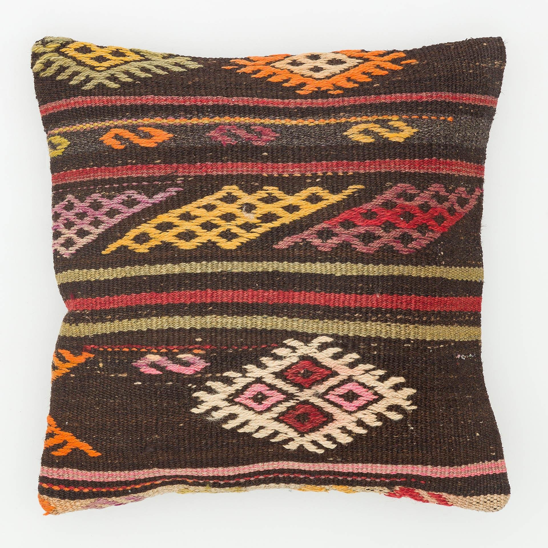 GERÇEK EL DÜĞÜMLÜ RENKLİ ÇAPUT PALA KİLİM YASTIK KILIFI