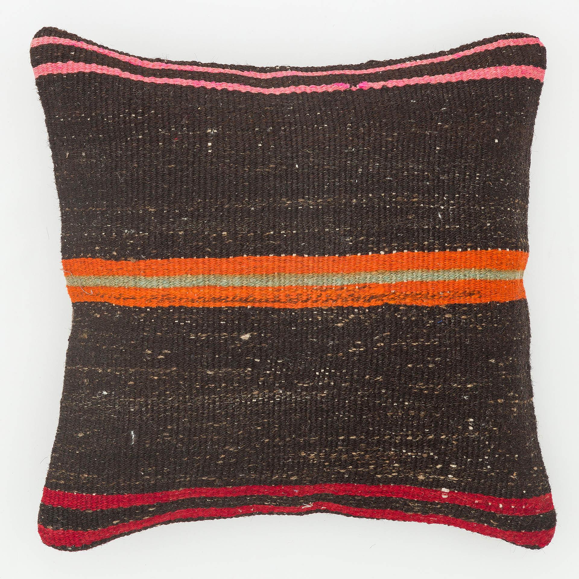 EŞSİZ EL DOKUMA RENKLİ ÇİZGİLİ KEÇİ KILI KILIM YASTIK KILIFI