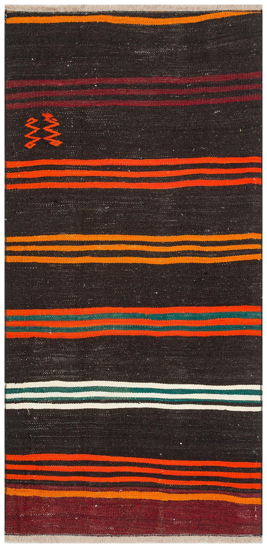 ÇOK RENKLİ ÇİZGİLİ DESEN EL DOKUMA ANADOLU KİLİM