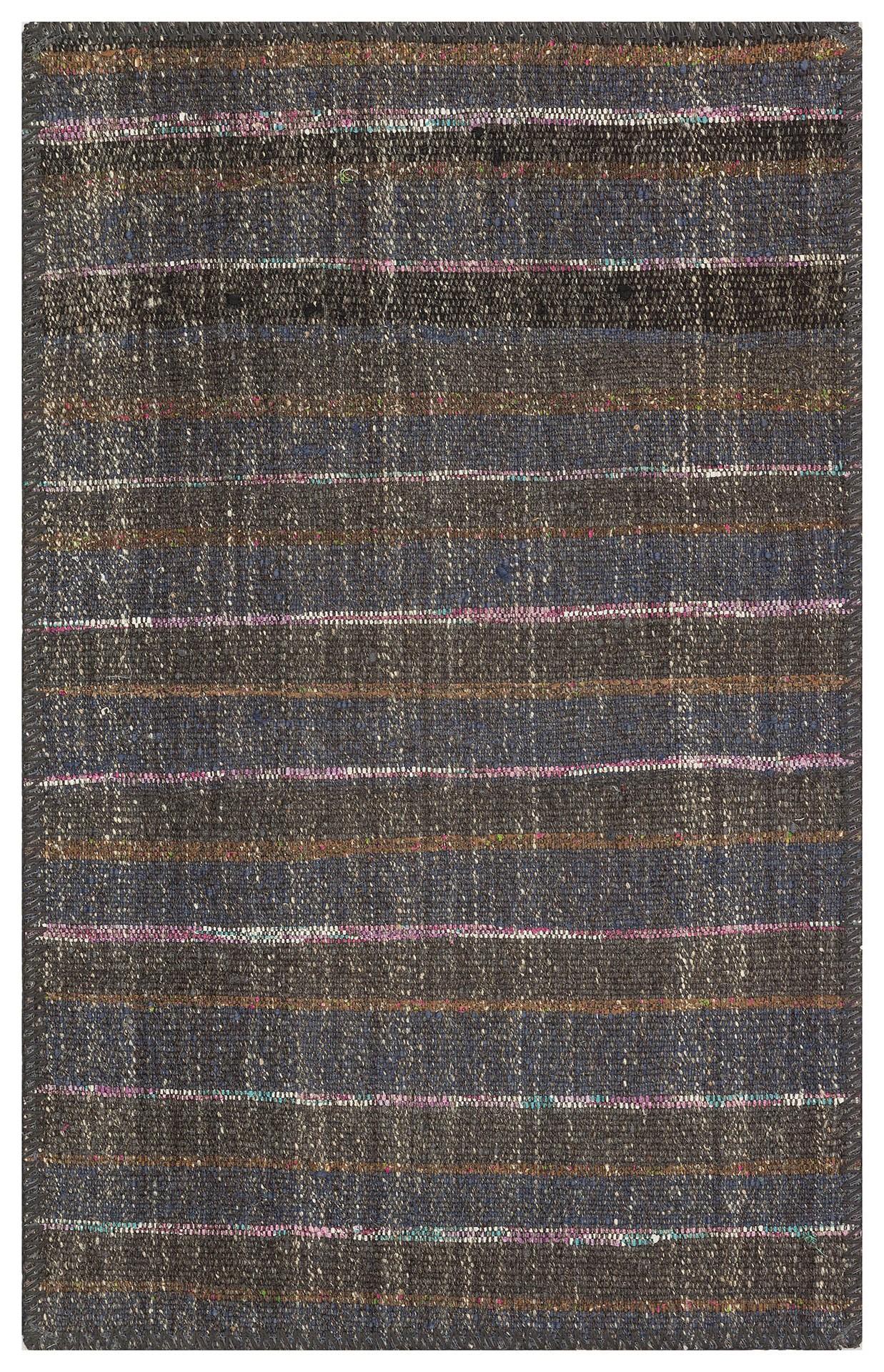 GELENEKSEL EL DOKUMA KAHVERENGİ KEÇİ KILI YÜNLÜ KİLİM PASPAS