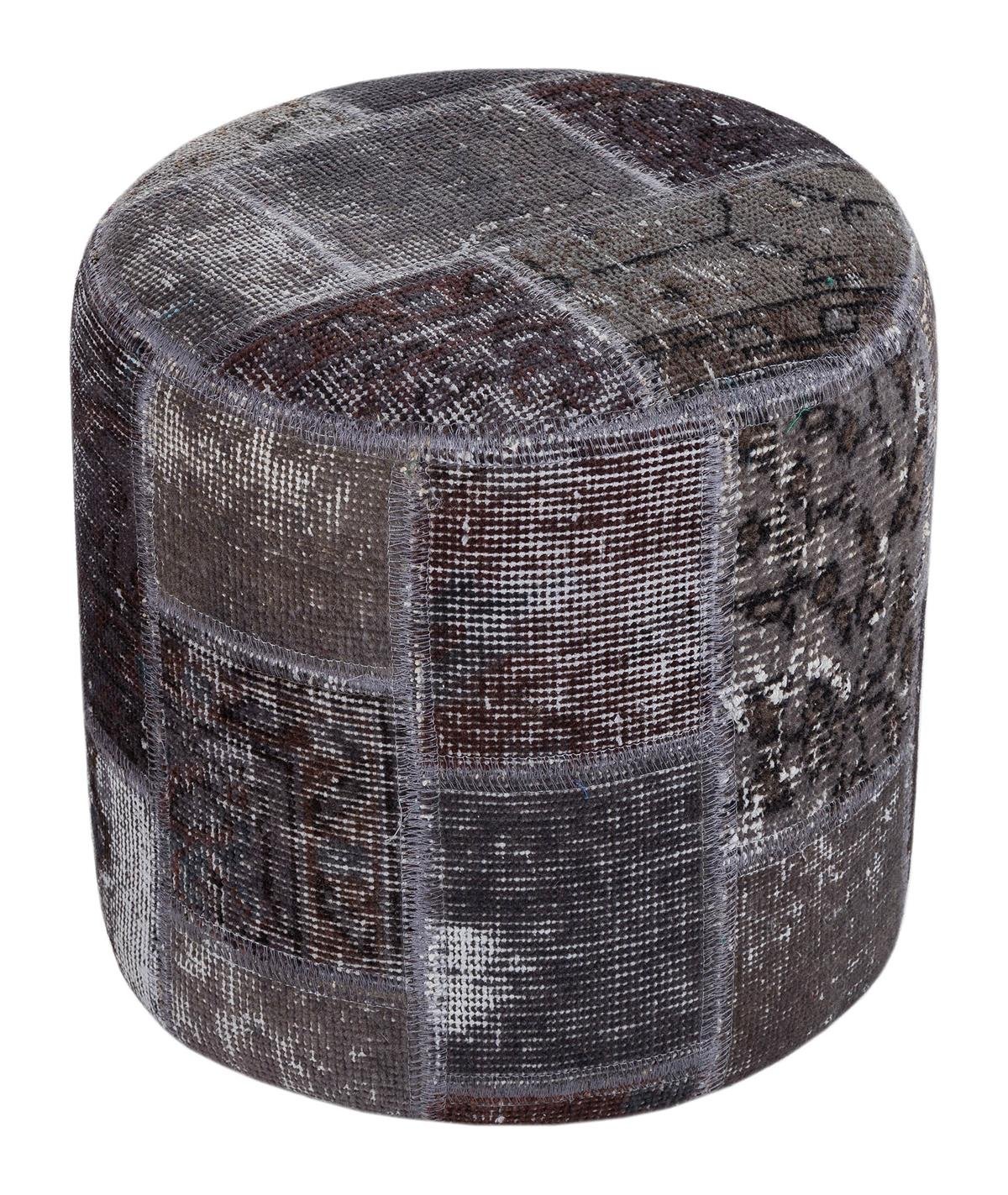 GERÇEK EL DOKUMA GRİ RENGİ PATCHWORK PUF