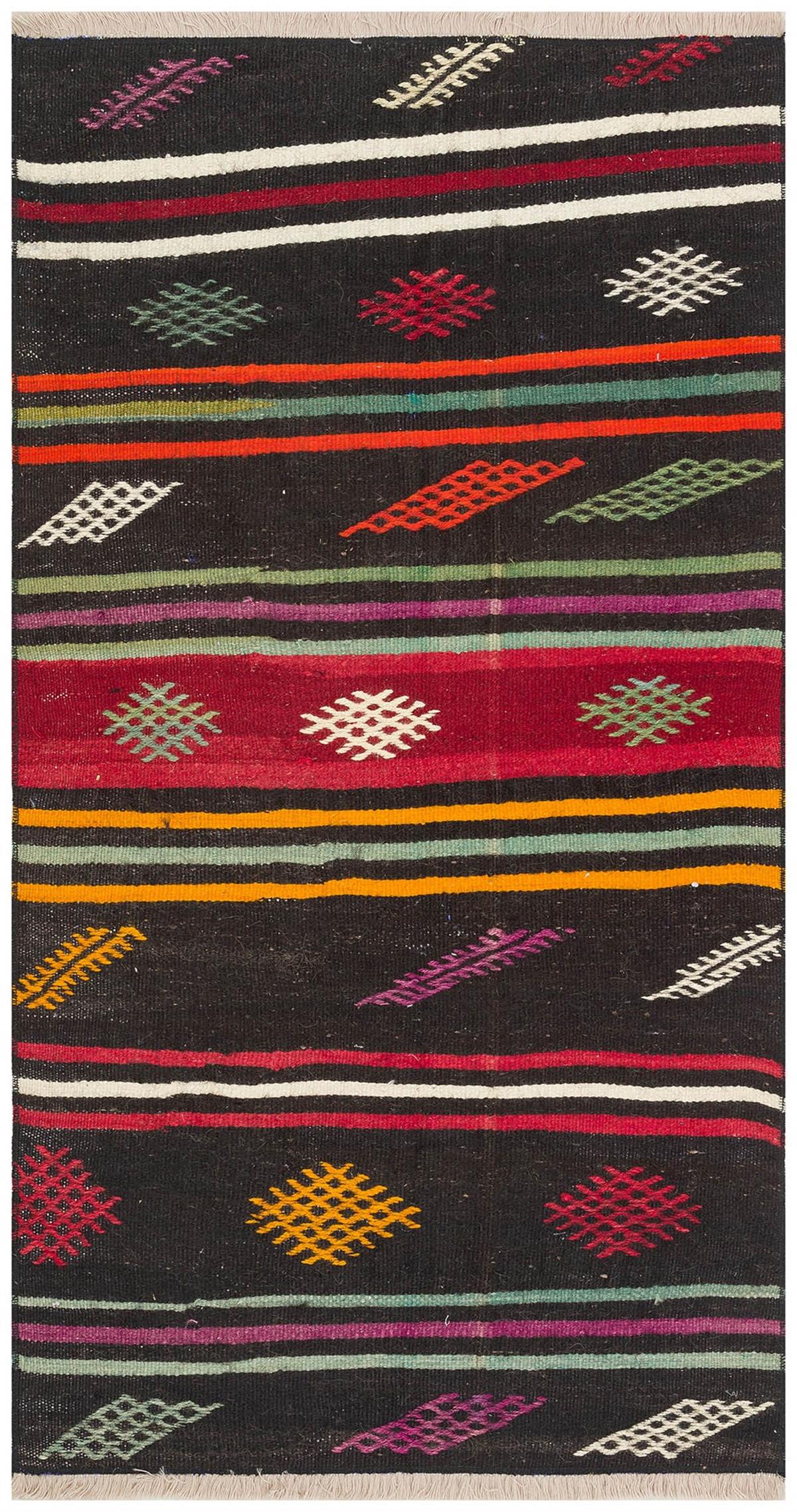 Çok Renkli El Dokuma Keçi Kılı Yün Kilim