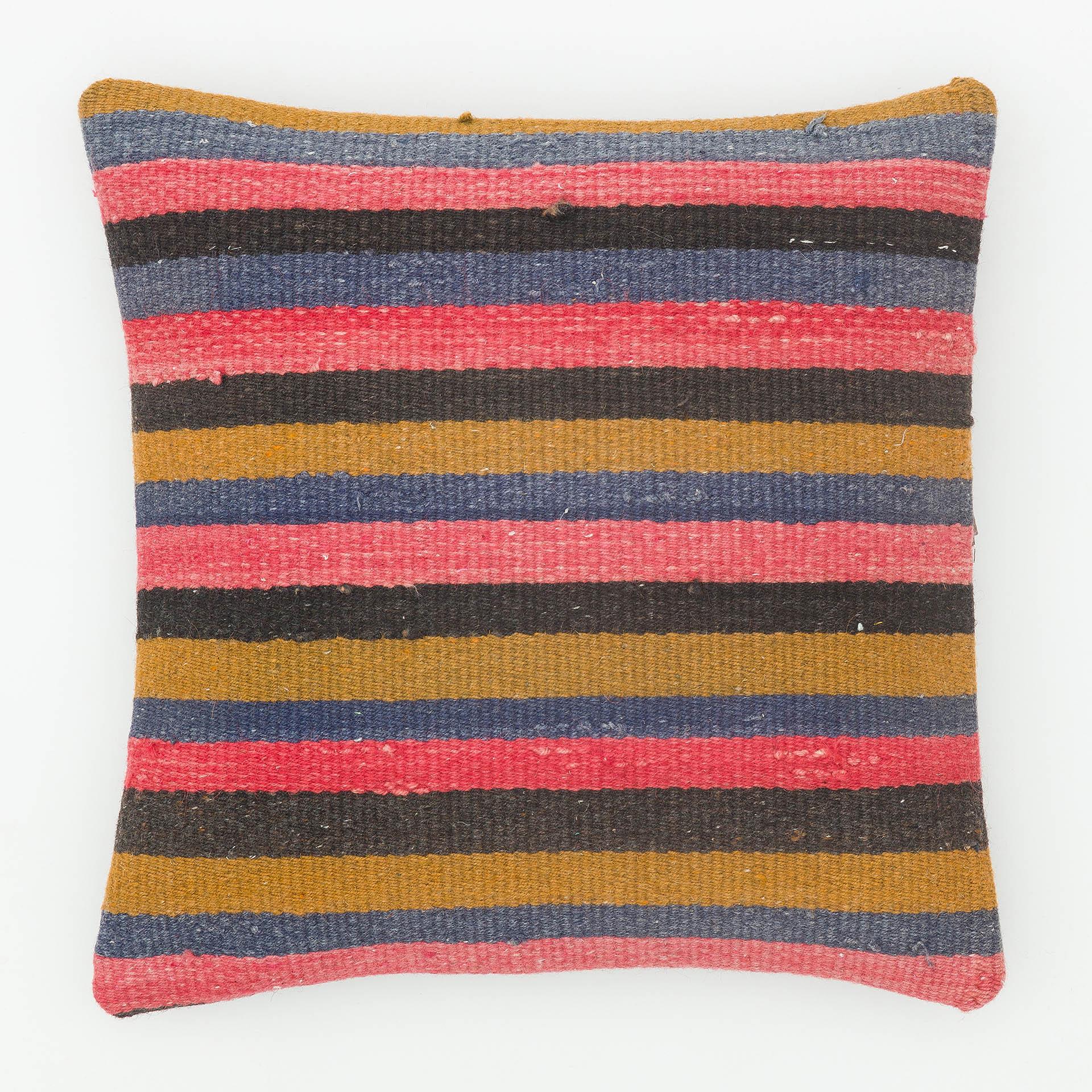 ÇOK RENKLİ ÇİZGİLİ DESEN ÇAPUT PALA KİLİM YASTIK KILIFI