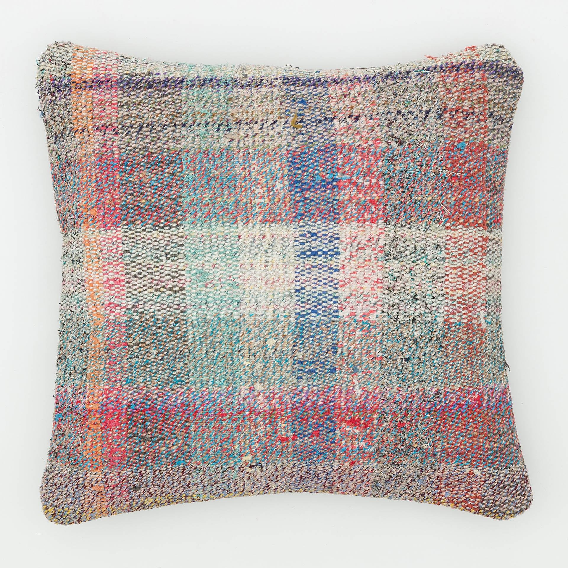 EL DÜĞÜMLÜ BEYAZ RENKLİ KENDİR KİLİMVİNTAGE YASTIK KILIFI