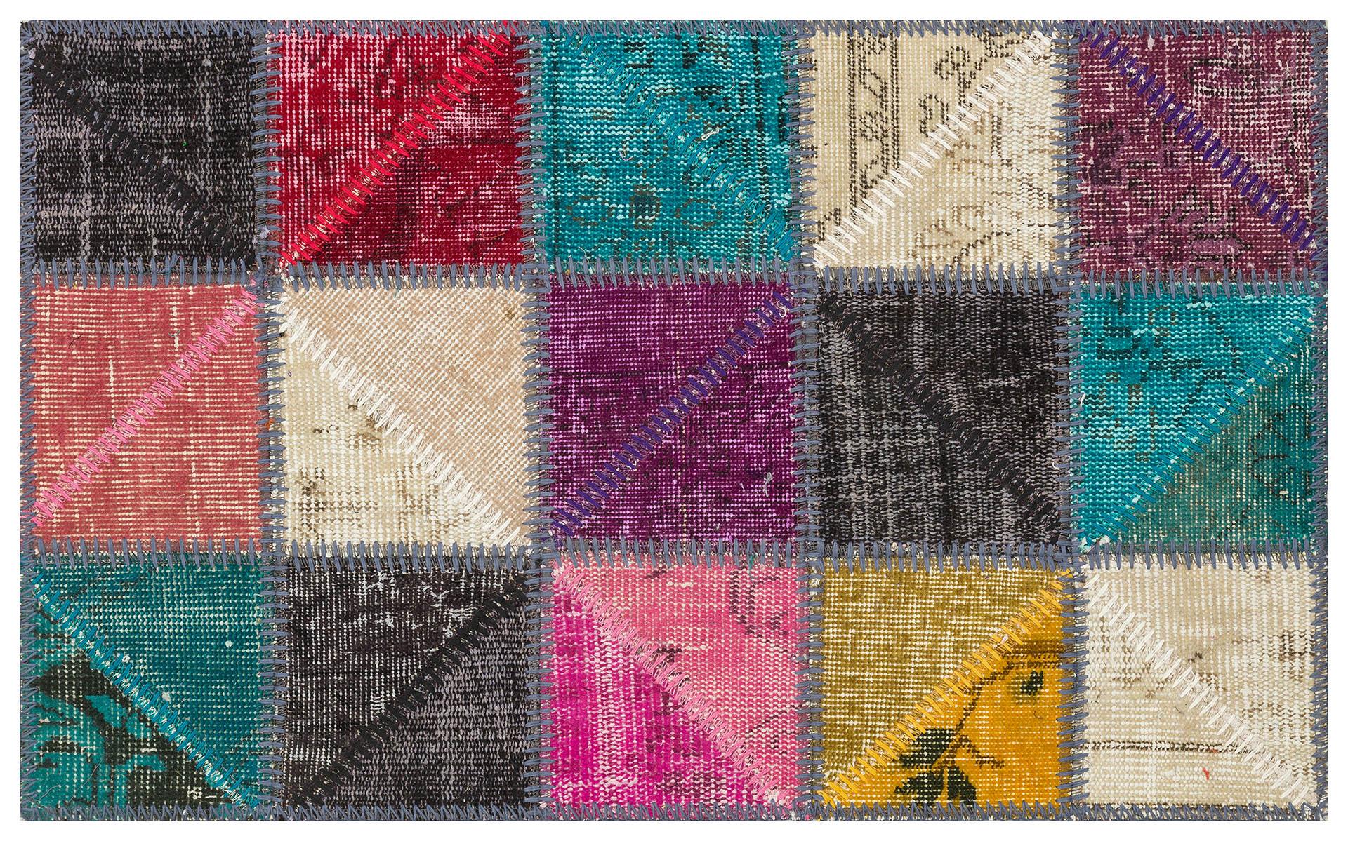 GENELEKSEL EL DOKUMA MULTİ  RENGİ PATCHWORK HALI PASPAS