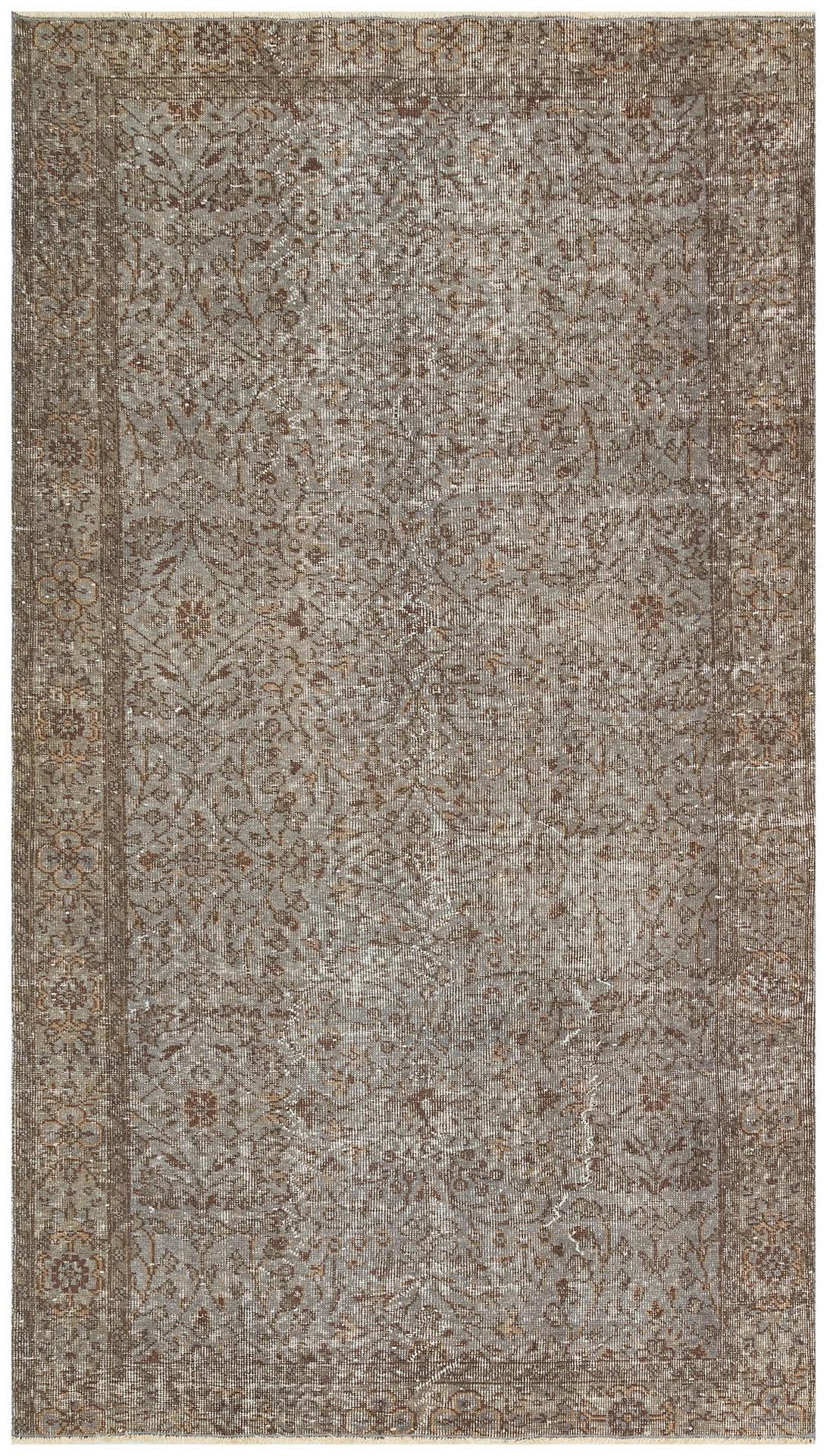 EŞSİZ EL DOKUMA GRİ KAHVERENGİ ESKİTME VİNTAGE HALI