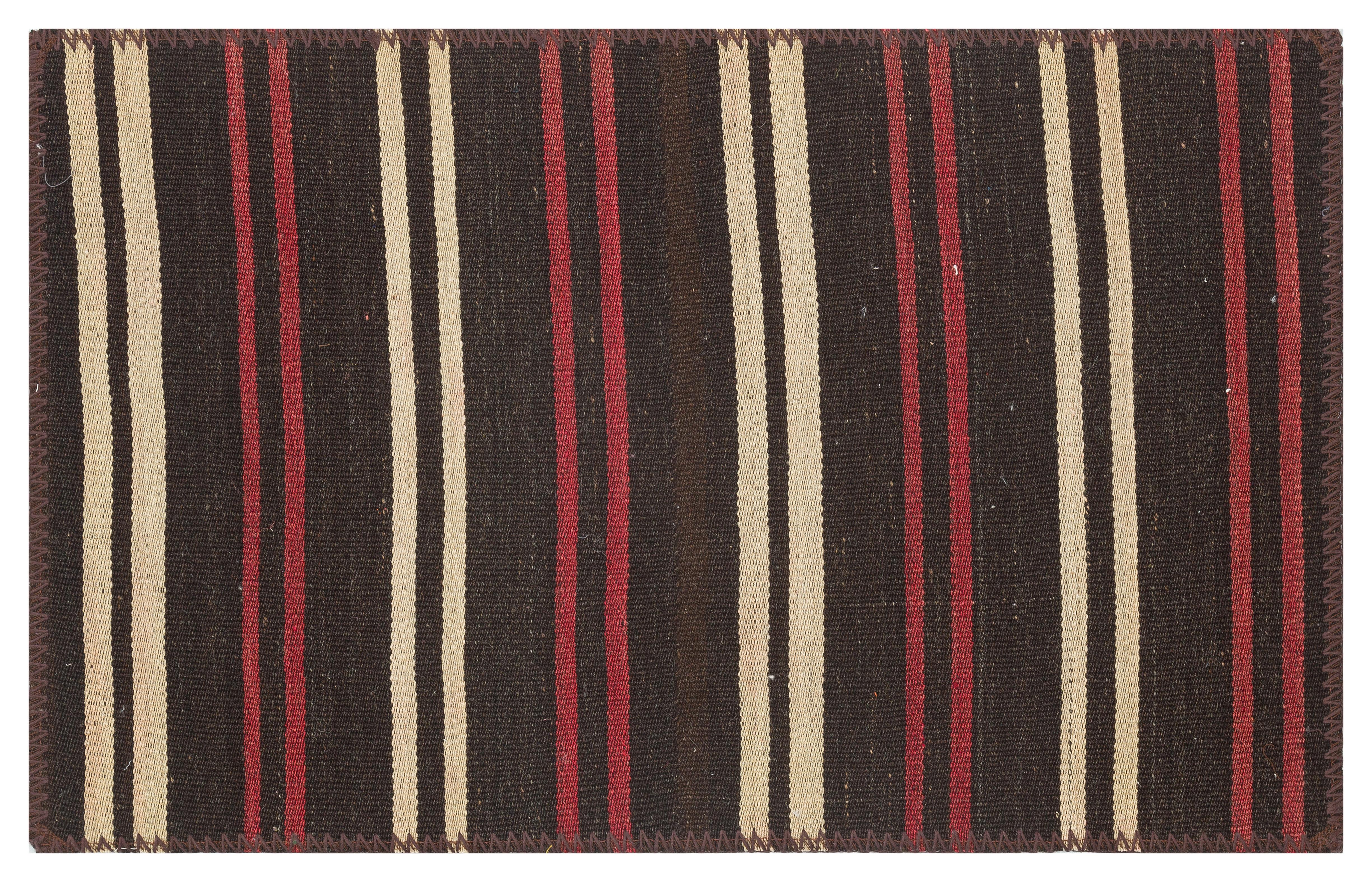 GEREÇEK EL DOKUMA BEİGE BORDO RENGİ ÇİZGİLİ DESEN PASPAS