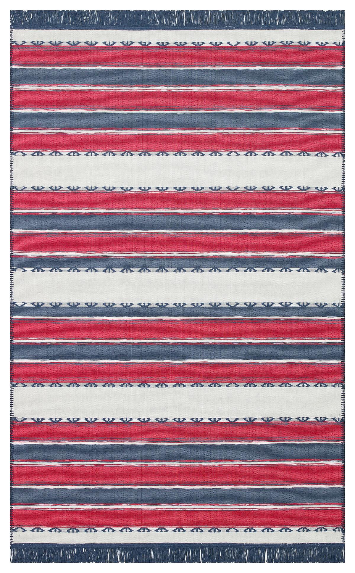 ARYA CRAFT RED NAVY TOZ VERMEZ YIKANABILIR MODERN DESENLI DOKUMA KILIM
