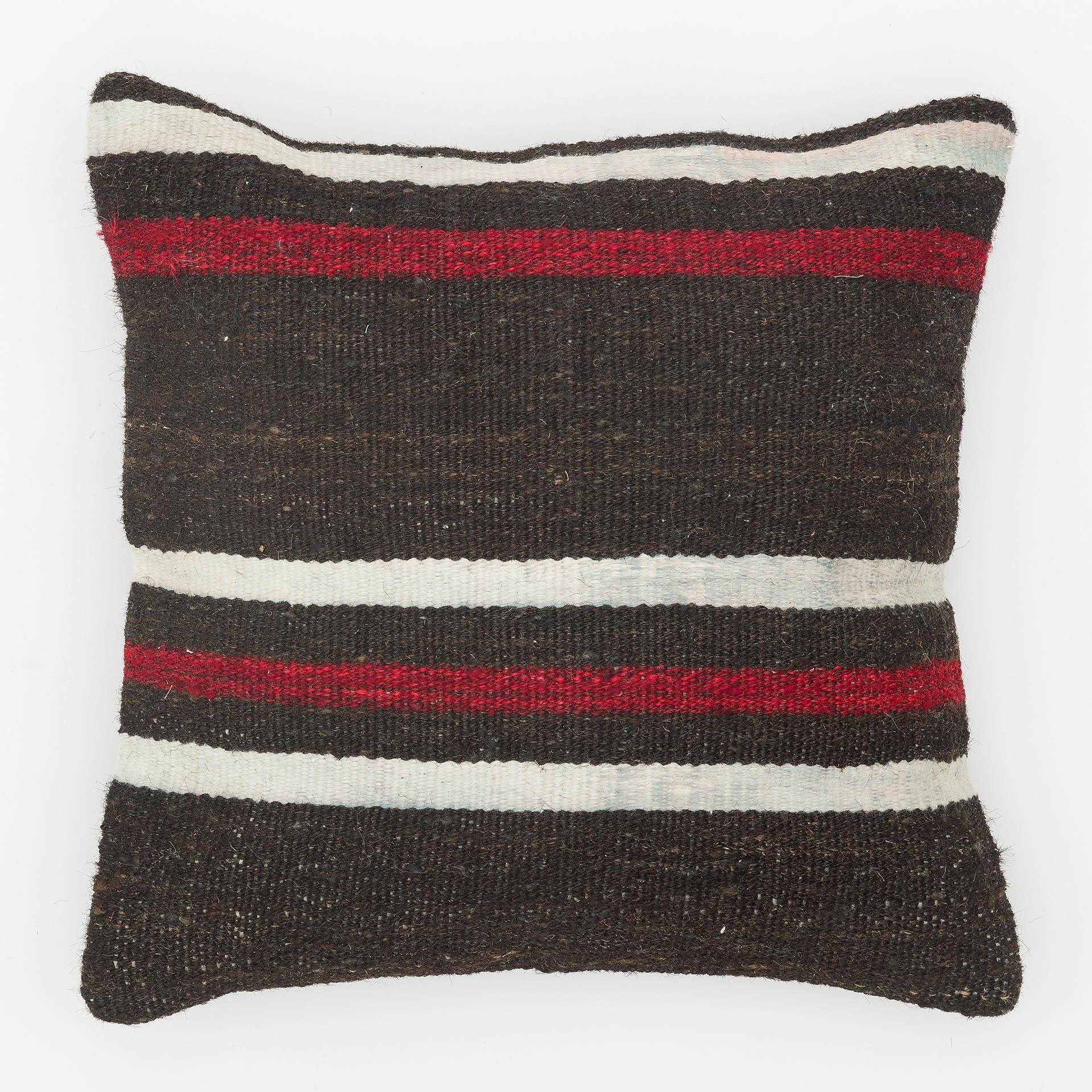 KIRMIZI BEYAZ ÇİZGİ EL DOKUMA VİNTAGE YASTIK KILIFI
