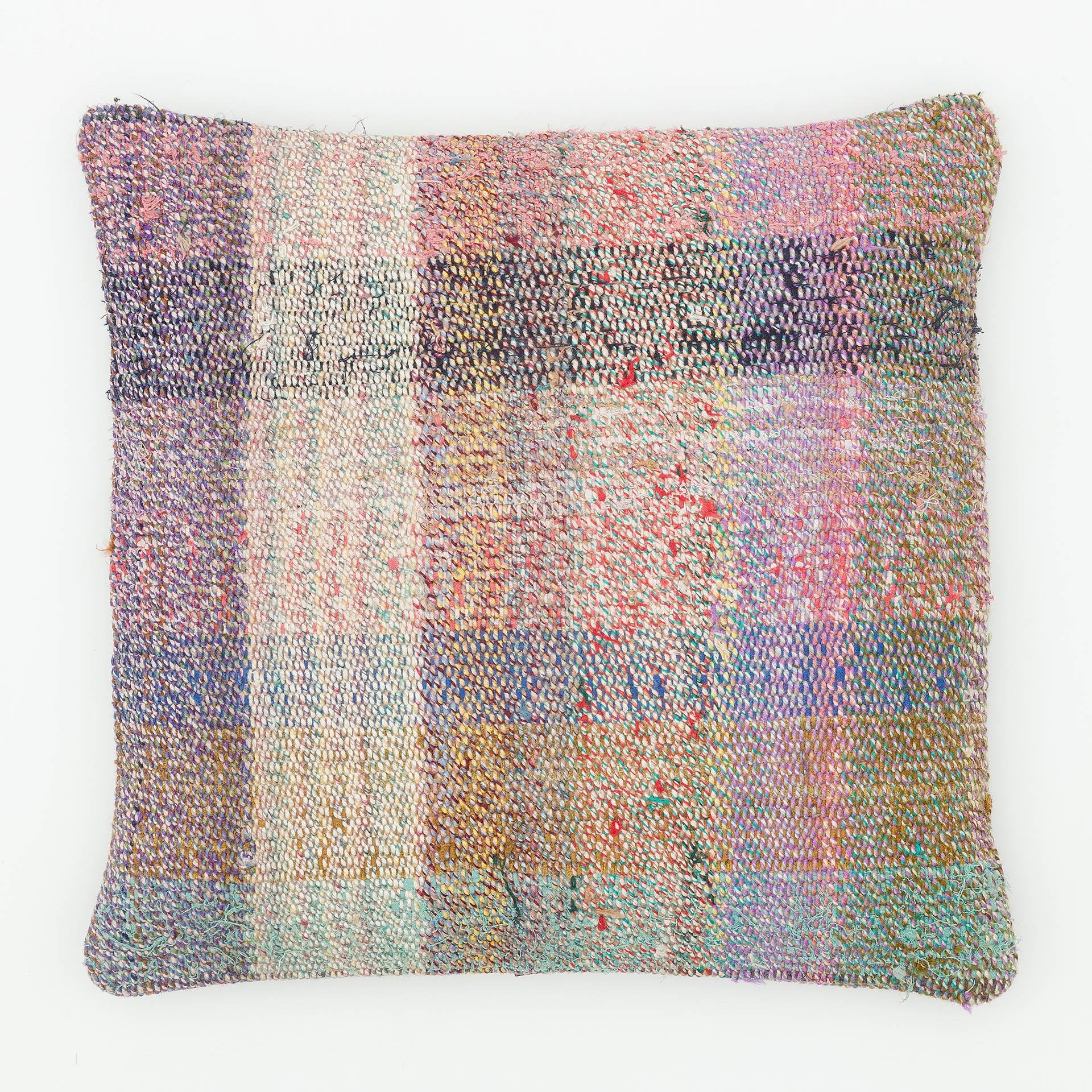 EL DÜĞÜMLÜ BEYAZ RENKLİ KENDİR KİLİMVİNTAGE YASTIK KILIFI