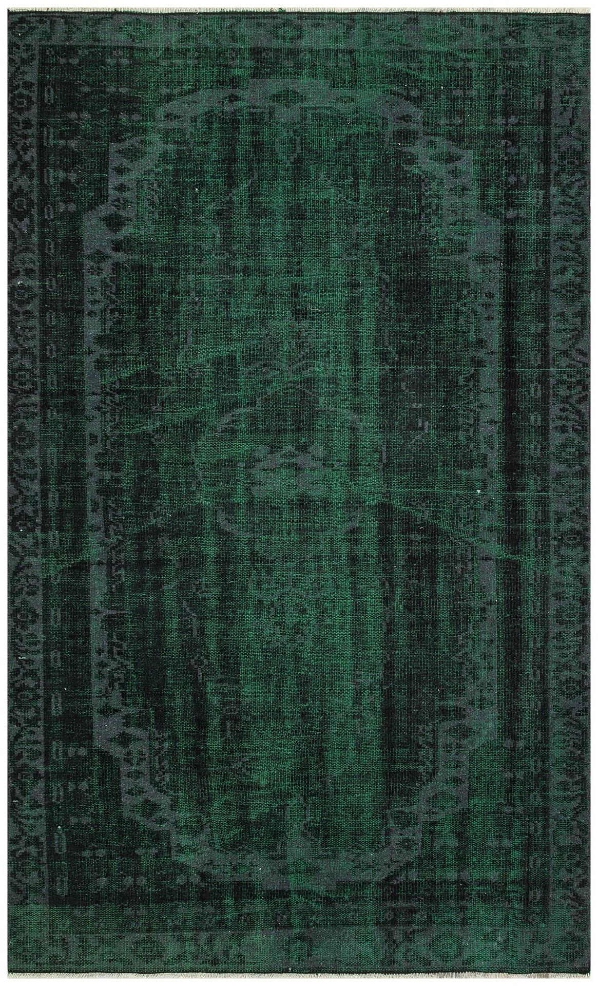 GERÇEK EL DOKUMA CAM YEŞİL RENGİ GÖBEKLİ VİNTAGE HALI