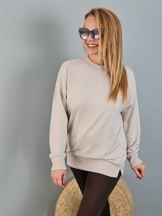 FELİX10847 Taş Rengi Basic Sweatshirt