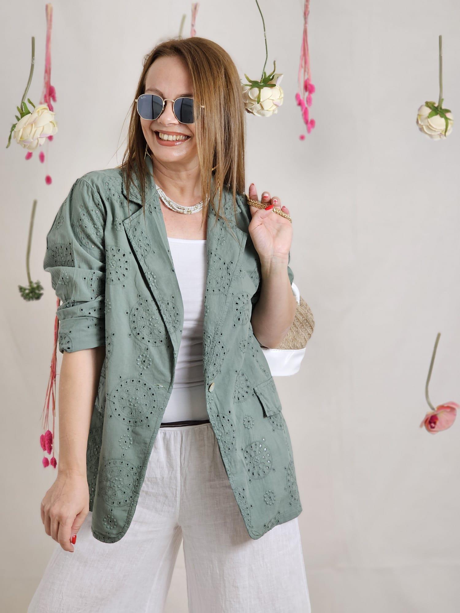 FELİX12123 Yeşil İthal Fisto Blazer Ceket
