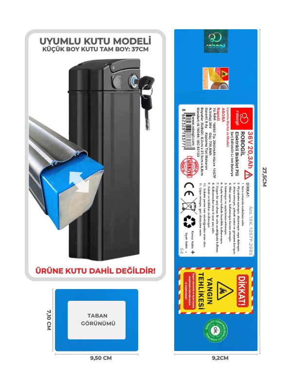 Arora Napoli 36V 20,3Ah 10S7P Uyumlu Elektrikli Bisiklet Kutusuz Pil Paketi / Katlanabilir E-bike Bataryası Aro.10K.10S7P.29BS    