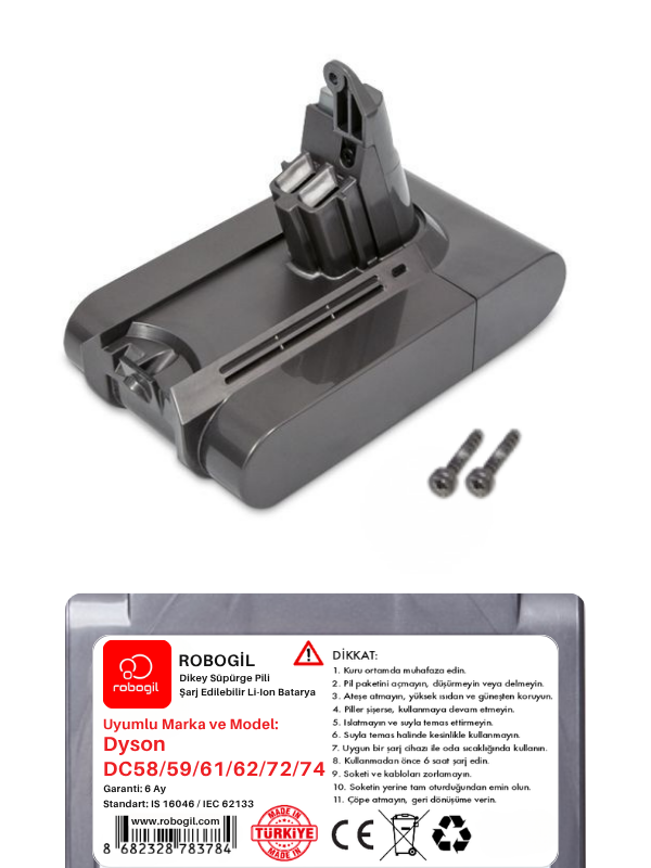 Dyson DC 58 Trigger Uyumlu Dikey Süpürge Pili  A2500OK-Dys-001