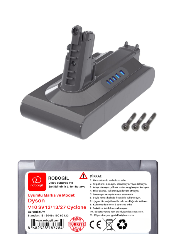Dyson V10 SV12 Cyclone Uyumlu Dikey Süpürge Pili  G2500OK-Dys-005