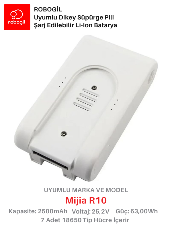 Mijia R10 White Handheld Cordless Vacuum  Uyumlu Dikey Süpürge Pil Paketi / Bataryası MijR10-W-01