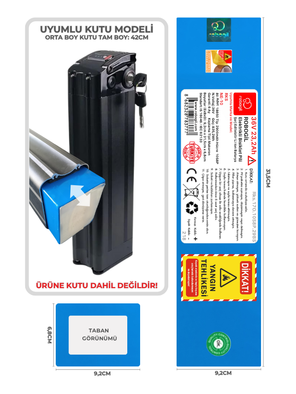 RKS NE-10 36V 23,2Ah 10S8P Uyumlu Elektrikli Bisiklet Kutusuz Pil Paketi / Katlanabilir E-bike Bataryası Rks.17O.10S8P.29BS    