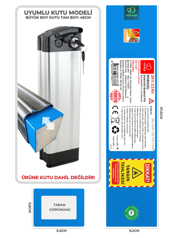 Skyjet Nitro Max 36V 32Ah 10S10P Uyumlu Elektrikli Bisiklet Kutusuz Pil Paketi / Katlanabilir E-bike Bataryası Sky.03B.10S10P.32BS    