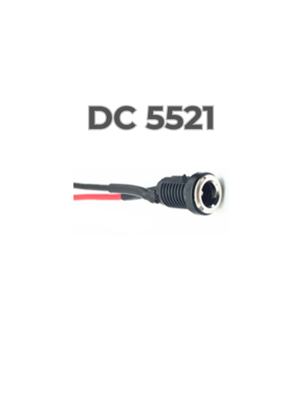 DC 5521 (Dişi) Soket 14AWG 40CM Kablolu Batarya Hücre Gruplama ve Montaj Soketi