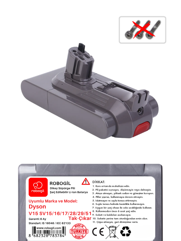 Dyson V11 SV15 Extra Uyumlu Dikey Süpürge Pili  I4000OK-Dys-005