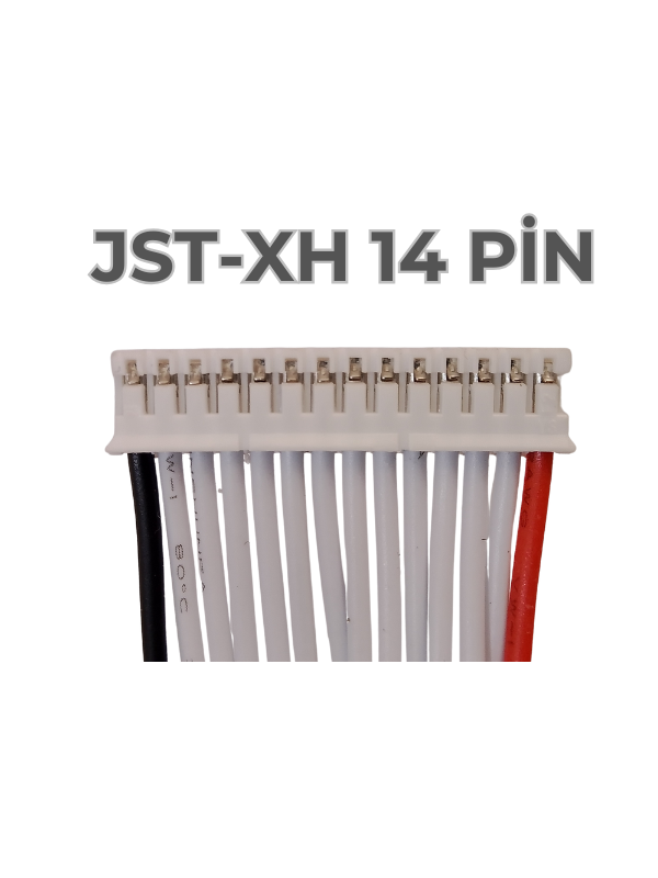 JST-XH 14 Pin Dişi Konnektör (Krimp Terminal) 2.50mm Pin Aralığı Batarya Hücre Gruplama ve Montaj Soketi