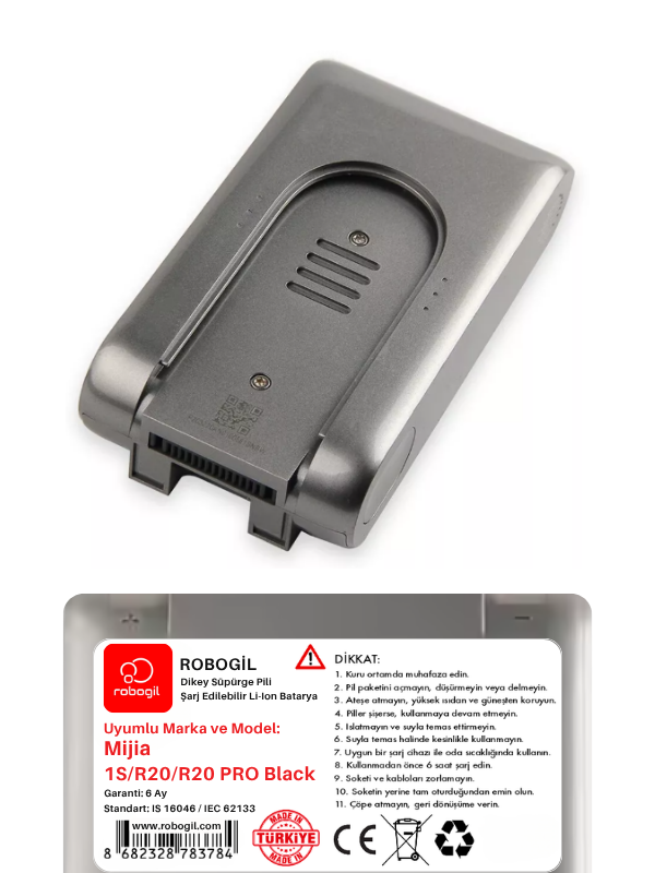 Mijia 1S Black Uyumlu Dikey Süpürge Pili  Z2500OK-Mij-01