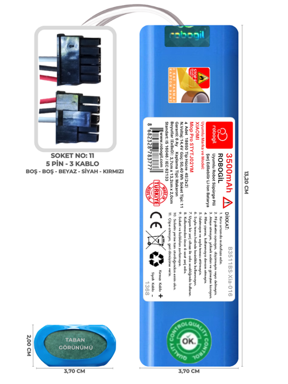 14,8V 5200mAh Roboterakku - Kompatibel Mit Xiaomi Staubsauger Roboter S1 G2 R1 Pro