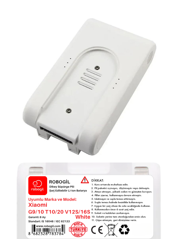 Xiaomi T10 White Uyumlu Dikey Süpürge Pili  X2500OK-Xia-06