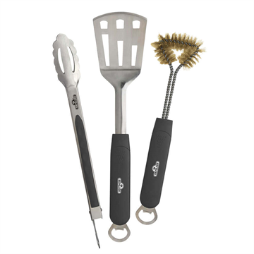Napoleon Üçlü Set - Spatula, Maşa, Temizleme Fırçası Paslanmaz Çelik