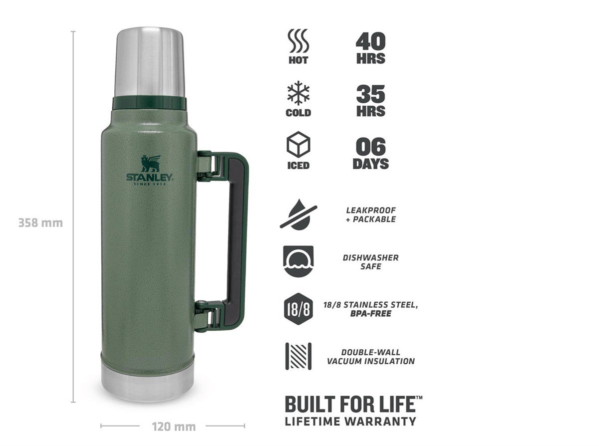 Stanley Klasik Vakumlu Çelik Termos Yeşil 1.4 Litre
