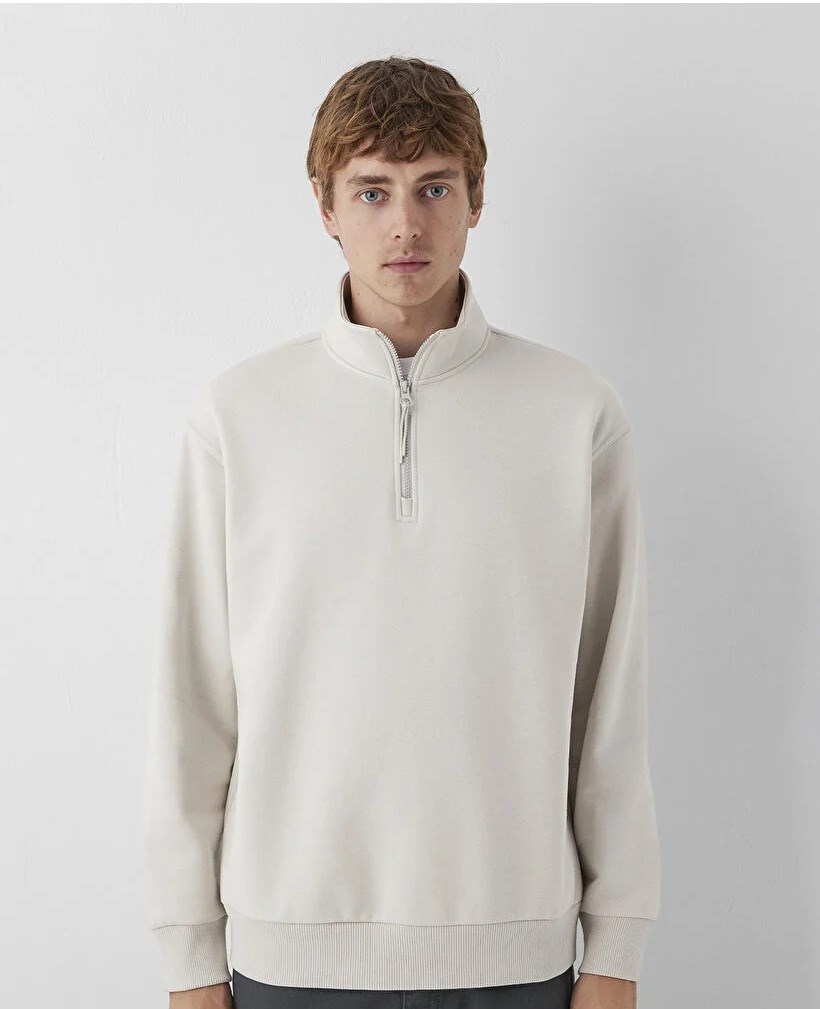 Mavi Yarım Fermuarlı  Erkek Sweatshirt 0S10278-70144
