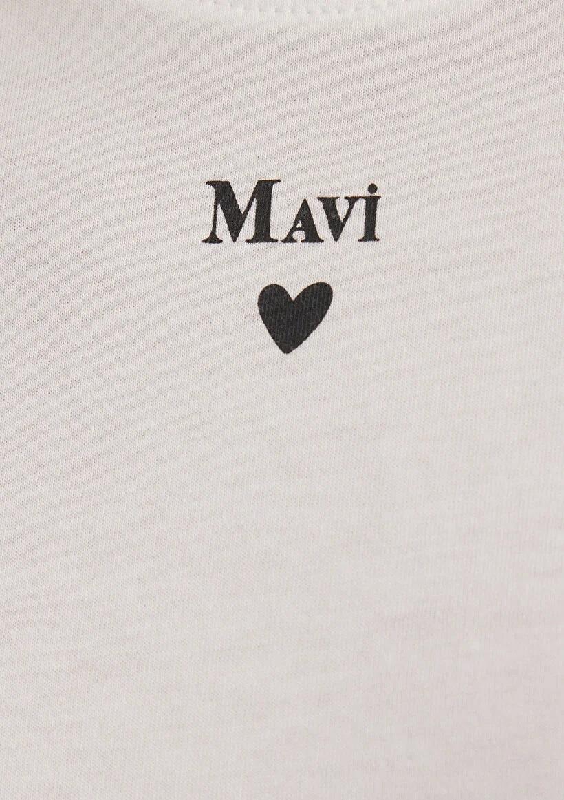 Mavi Baskılı Kırık Beyaz Kadın T-Shirt 1601185-33389