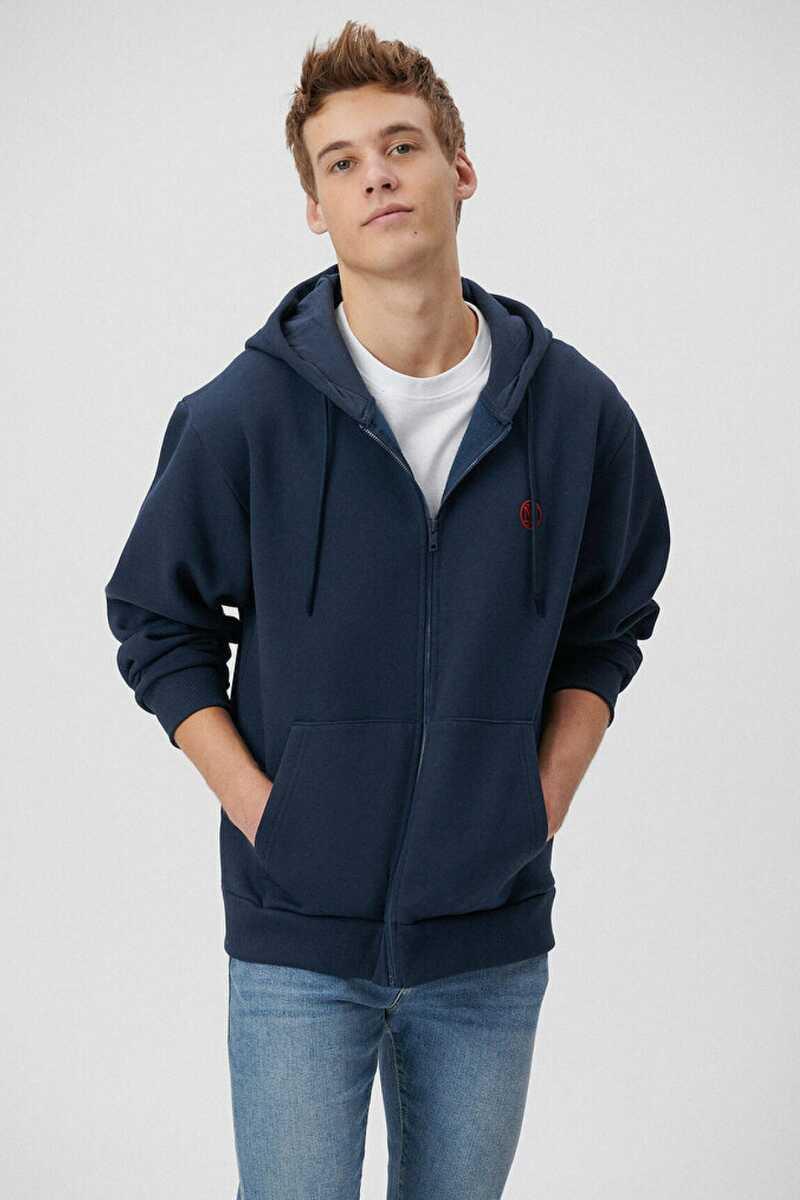 Mavi Fermuarlı Erkek Sweatshirt 066979-70490