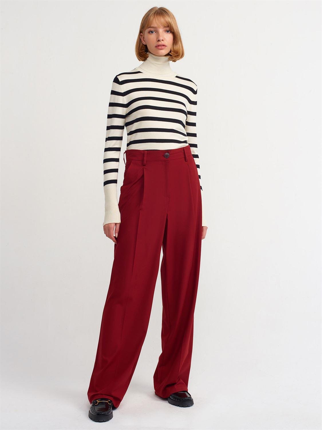 Dilvin Balıkçı Yaka Çizgili Duroplu Kazak 10432