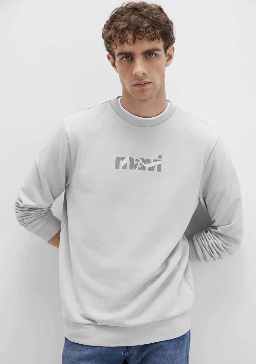 Mavi Mavi Baskılı  Açık Gri Erkek Sweatshirt 0S10402-70075