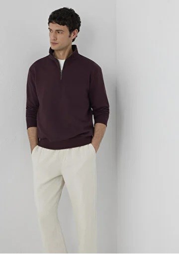 Mavi Yarım Fermuarlı Sweatshırt Karamel Erkek Sweatshirt 0S20027-70223