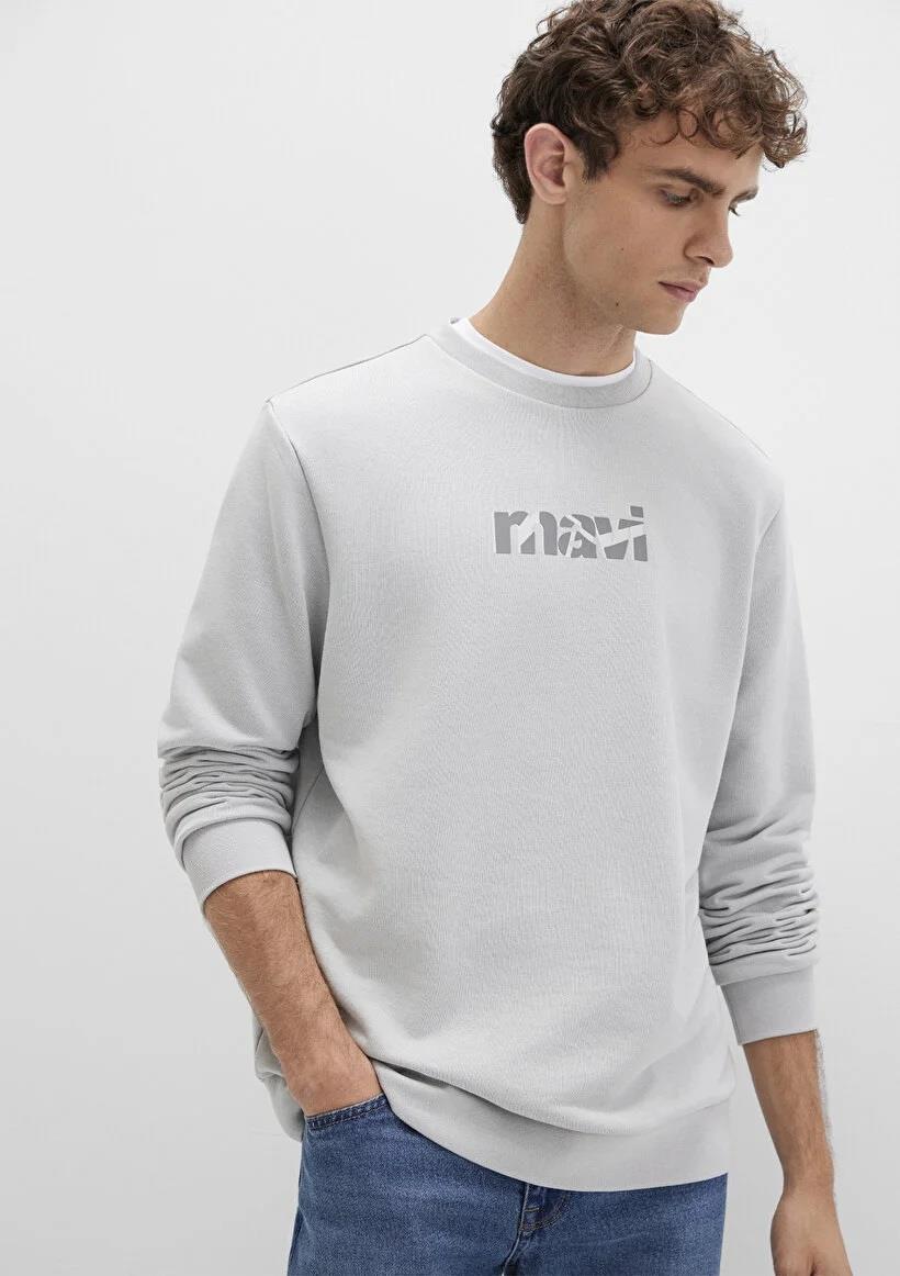 Mavi Mavi Baskılı  Açık Gri Erkek Sweatshirt 0S10402-70075