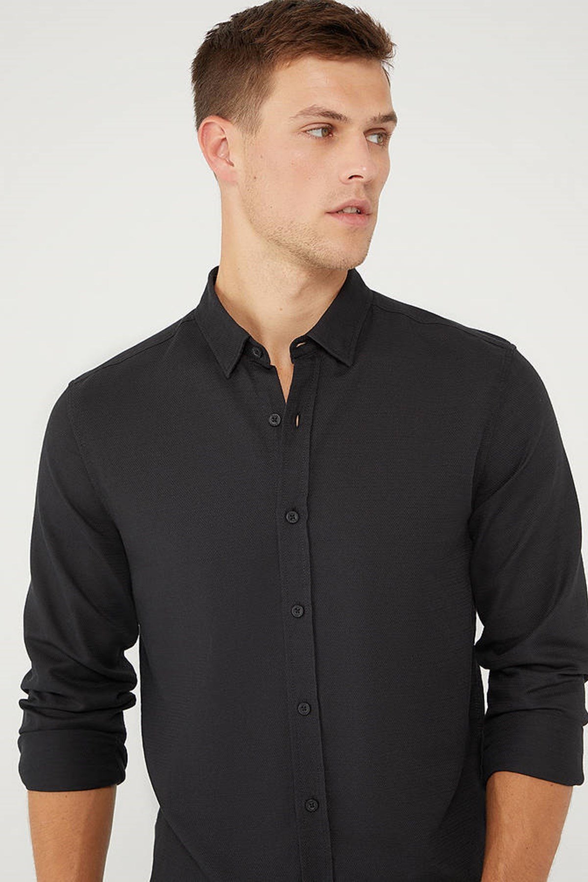 Mavi Uzun Kol  Siyah Erkek Gömlek 020579-900