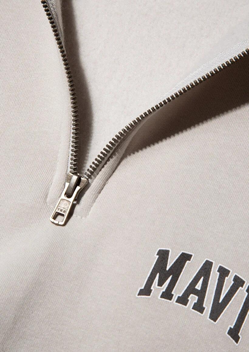 Mavi Logo Baskılı Yarı Fermuarlı Sweatshirt-0S10208-70074