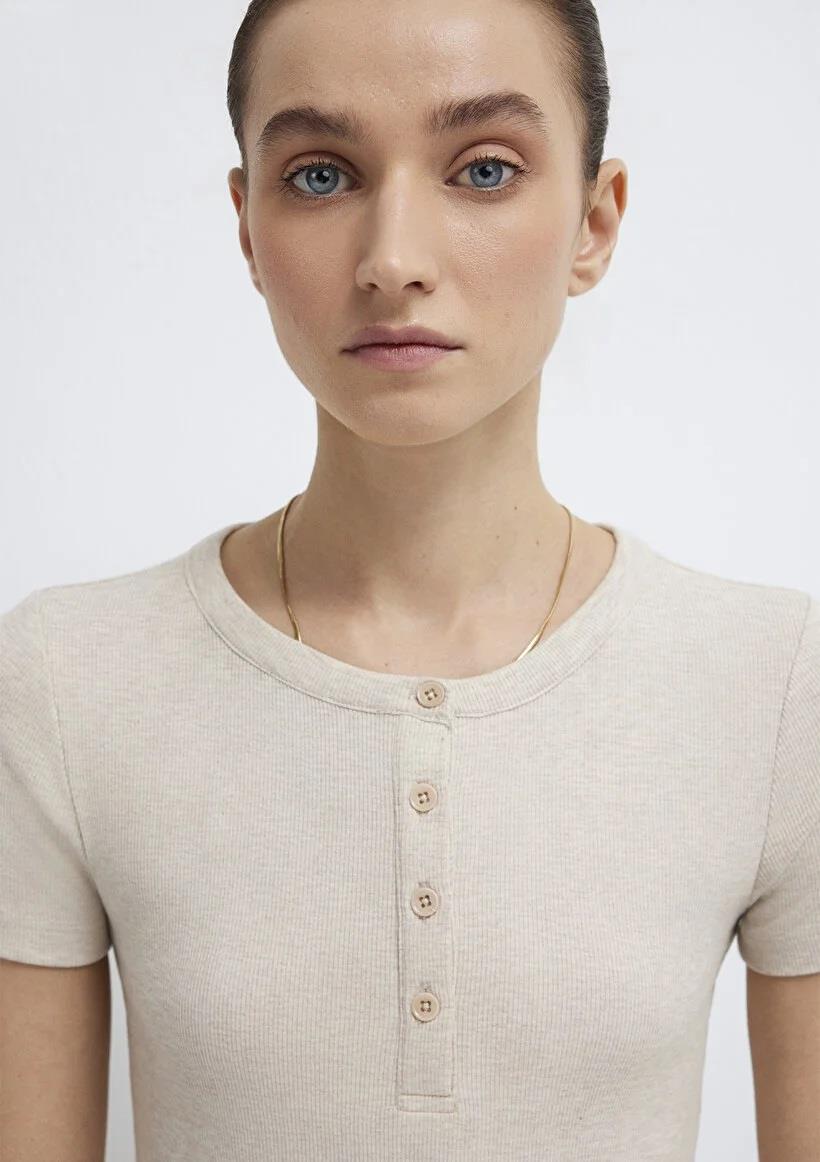 Mavi Basic Yulaf Melanj Kadın T-Shirt 1613806-80084