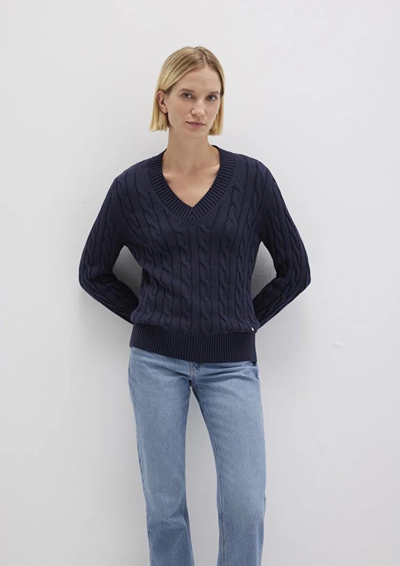 Mavi V Yaka Seaborne Kadın Kazak 1710720-89101