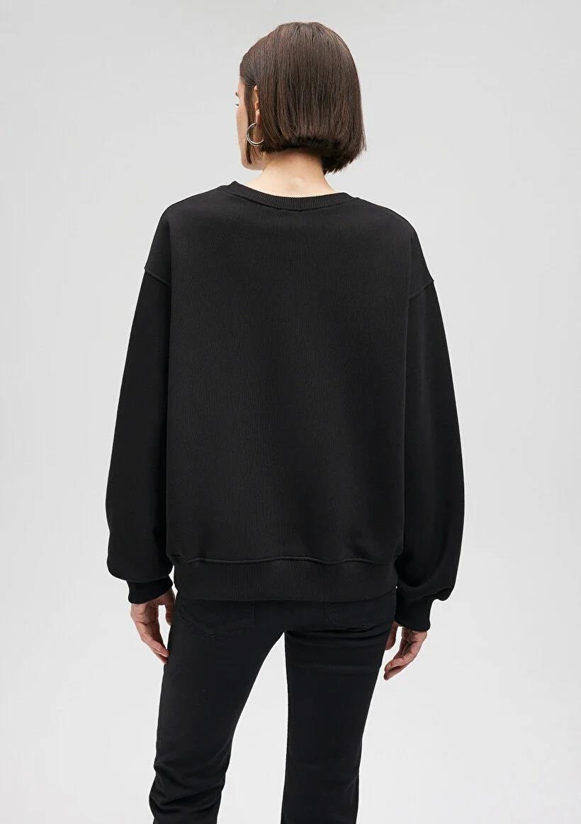 Mavi Yuvarlak Yaka Kadın Sweatshirt