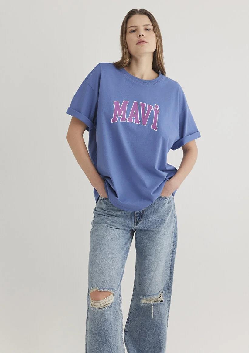 Mavi Baskılı  Bleached Denim Kadın T-Shirt 1600843-70662