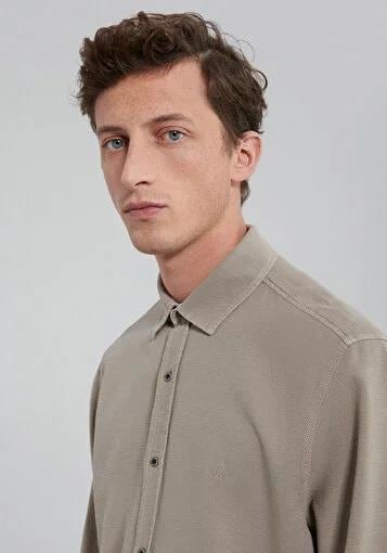 Mavi Uzun Kol Kum Erkek Gömlek