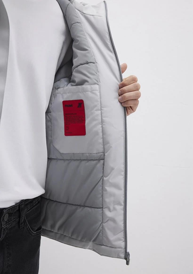 Mavi Kapüşonlu  Açık Gri Erkek Mont 0110615-70075