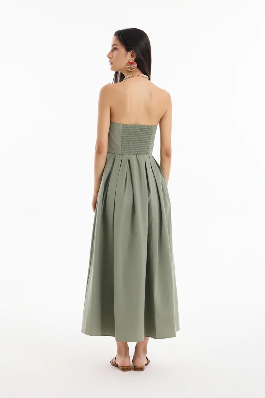 Quzu Straplez Midi Boy Elbise 24Y31967