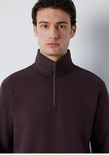 Mavi Yarım Fermuarlı  Erkek Sweatshirt 0S20027-88083