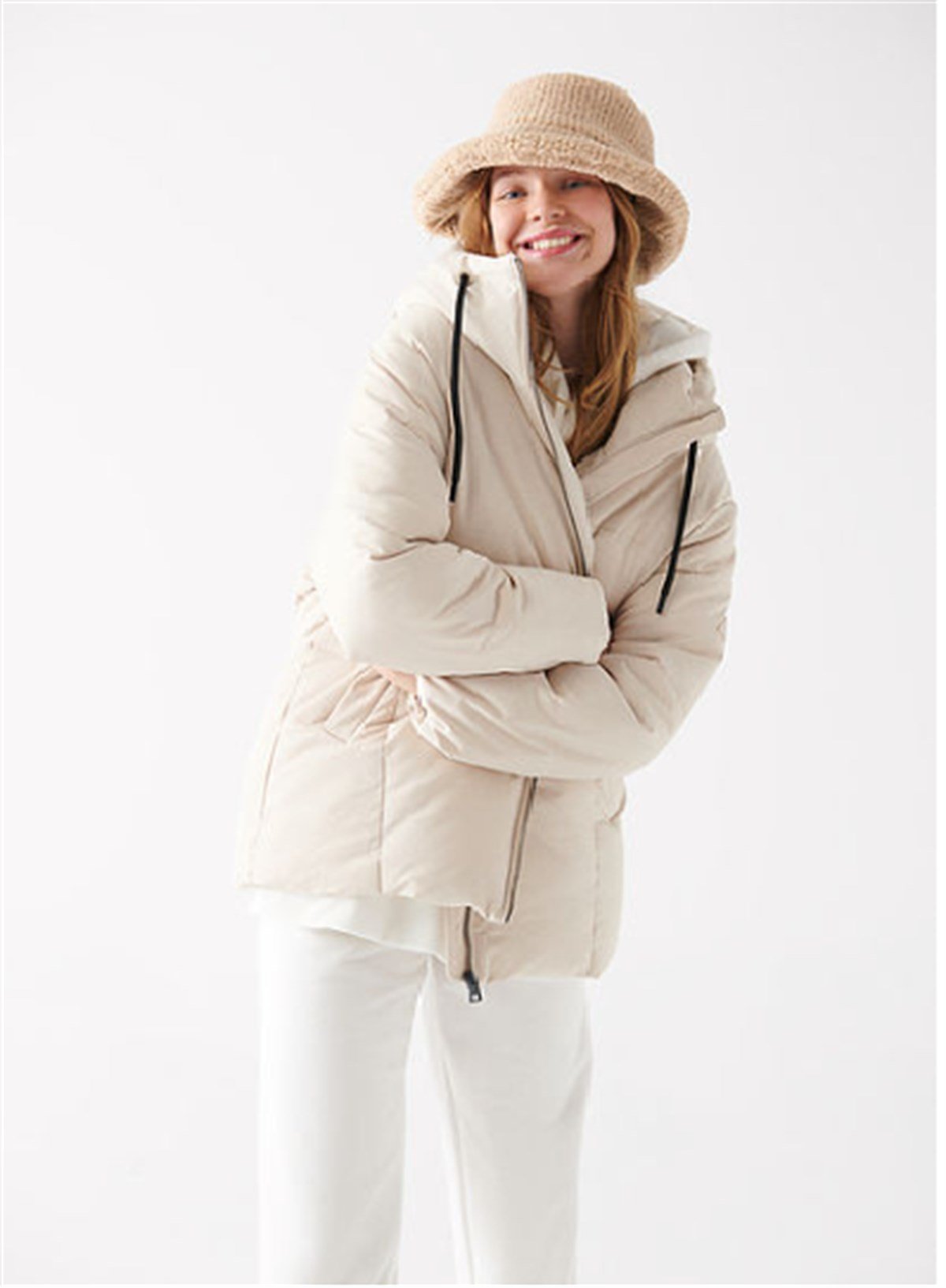 Mavi Dik Yaka Kadın Mont Taş 1110075-70143