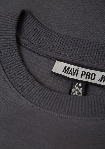 Mavi M Logo Grafik Sweatshirt Koyu Gri Çocuk Sweatshirt 6S10201-70763